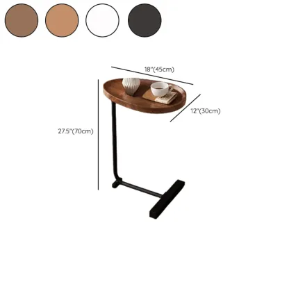 Oval Natural Wood End Table with Tray Top for Living Room Image - 27