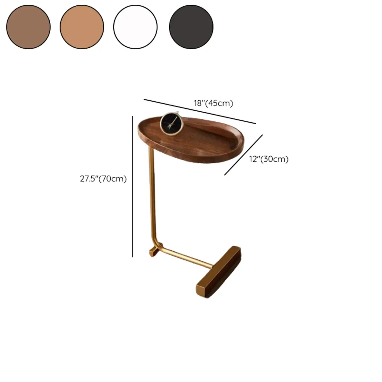Oval Natural Wood End Table with Tray Top for Living Room Image - 29