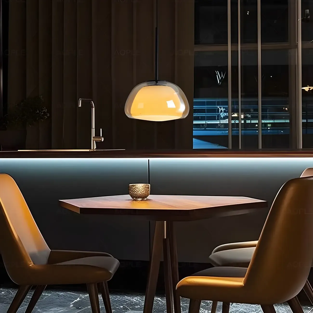 Contemporary Jelly White Glass Dome Pendant Light for Restaurant Image - 1