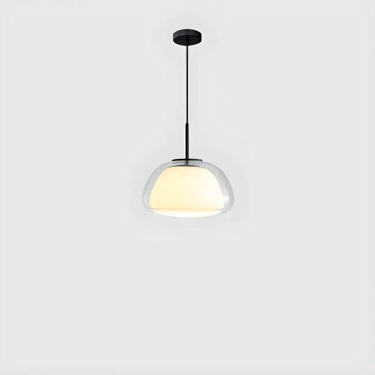 Contemporary Jelly White Glass Dome Pendant Light for Restaurant Image - 2