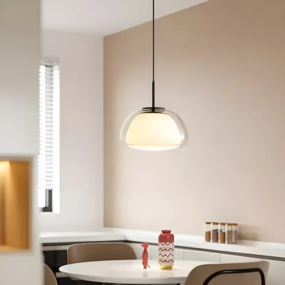 Contemporary Jelly White Glass Dome Pendant Light for Restaurant Image - 4
