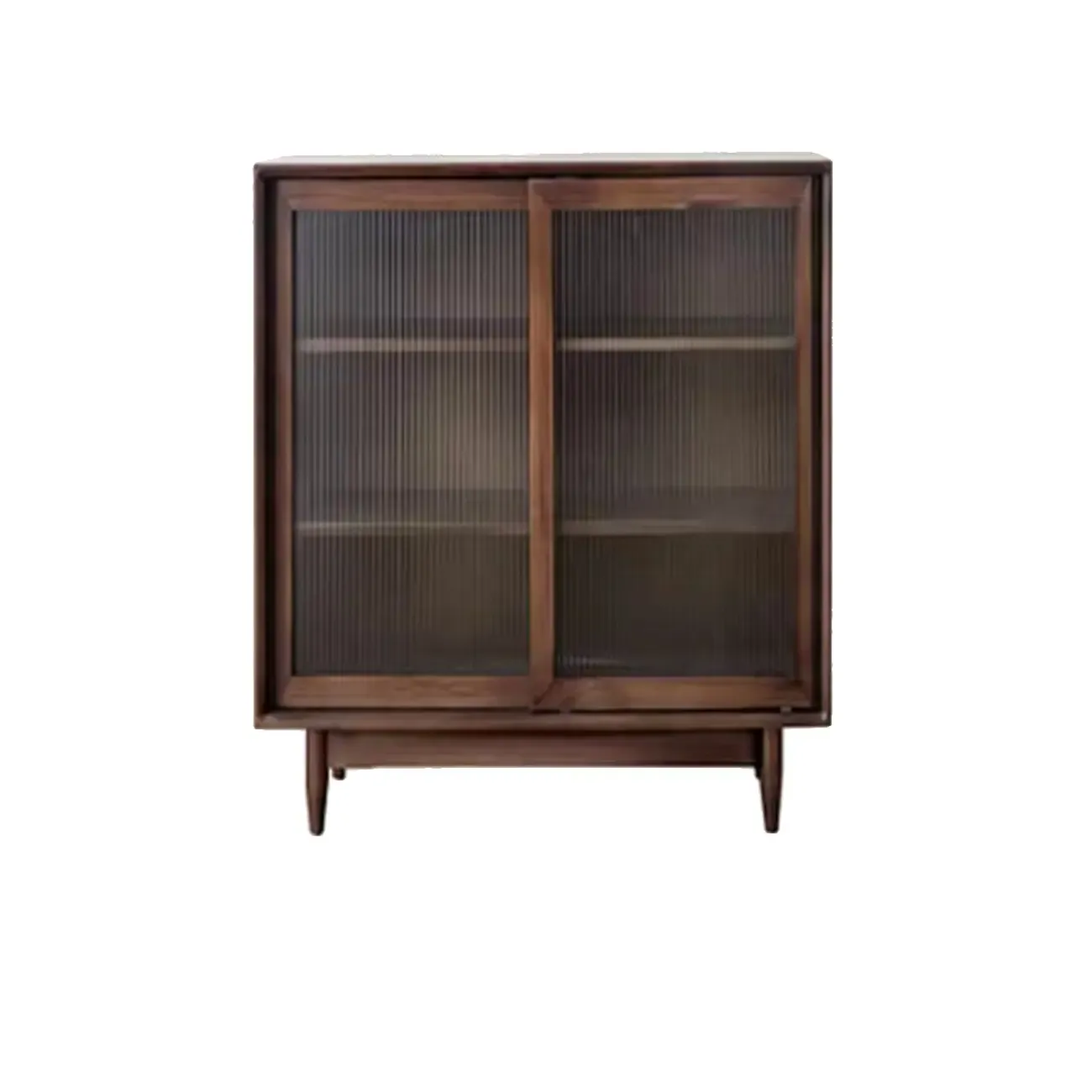 Modern Walnut Sideboard with Glass Doors and Storage  Image - 7
