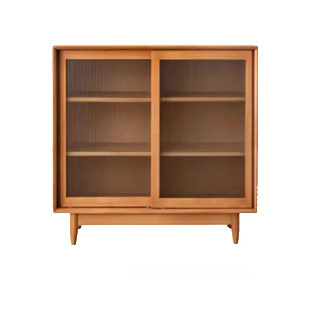 Modern Walnut Sideboard with Glass Doors and Storage  Image - 9