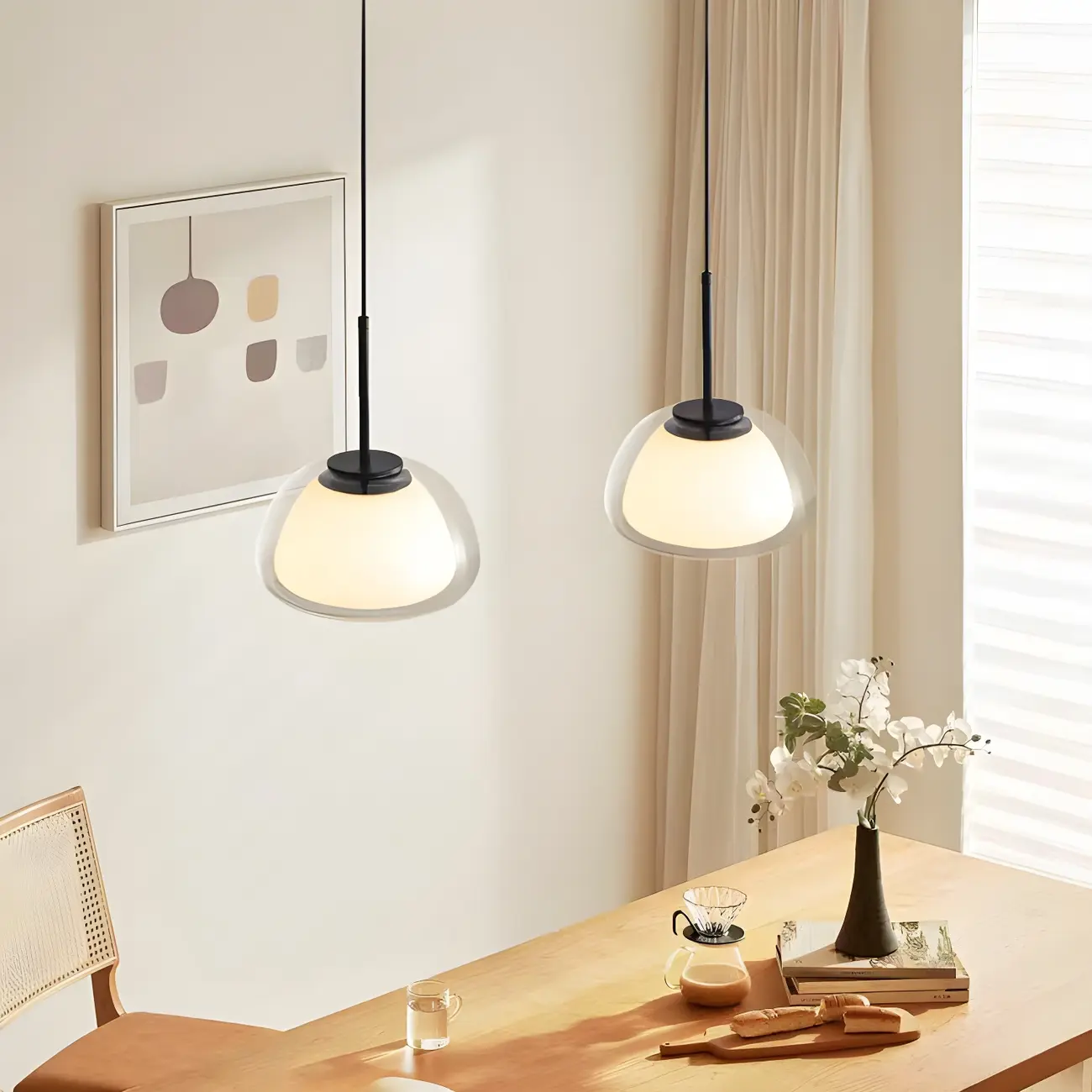 Contemporary Jelly White Glass Dome Pendant Light for Restaurant Image - 7 | homeyfad