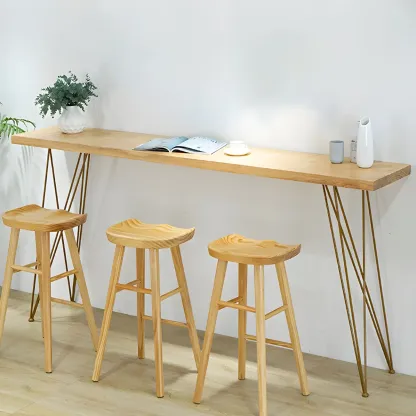 Elegant Long Bar Table with Wooden Stools Image - 6