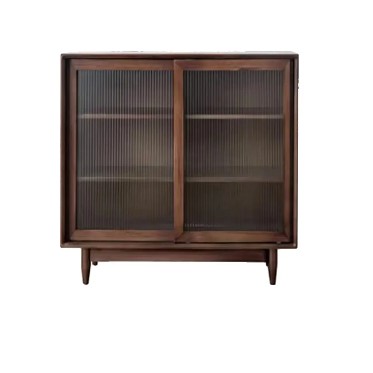 Modern Walnut Sideboard with Glass Doors and Storage  Image - 11