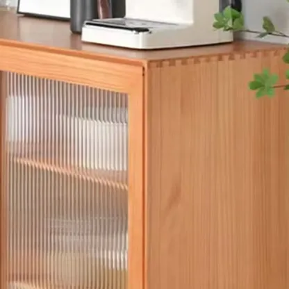 Modern Walnut Sideboard with Glass Doors and Storage  Image - 12