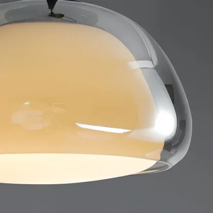 Contemporary Jelly White Glass Dome Pendant Light for Restaurant Image - 12