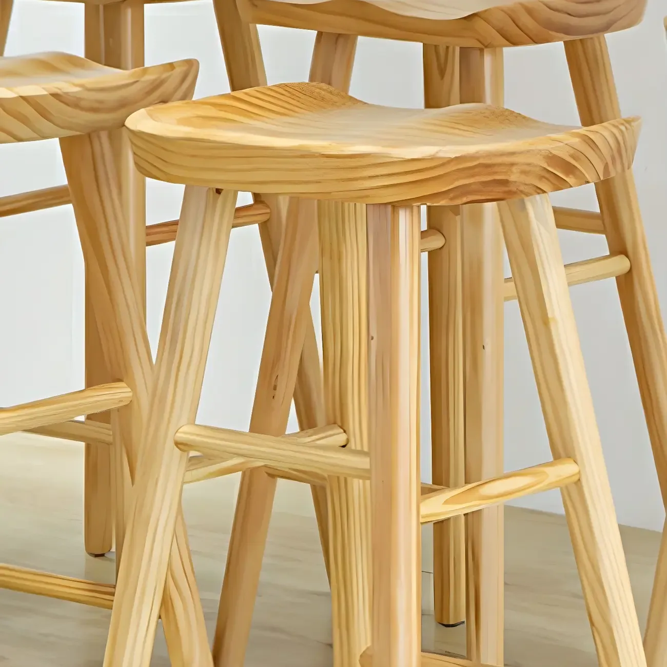 Elegant Long Bar Table with Wooden Stools Image - 9