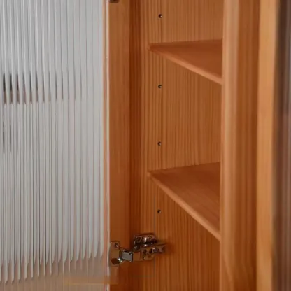 Modern Walnut Sideboard with Glass Doors and Storage  Image - 14