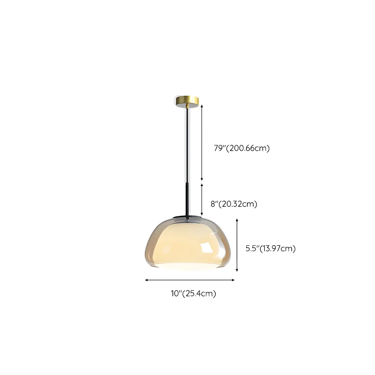 Contemporary Jelly White Glass Dome Pendant Light for Restaurant #size