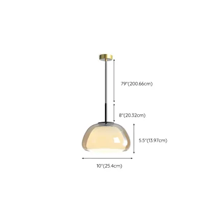 Contemporary Jelly White Glass Dome Pendant Light for Restaurant #size