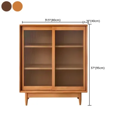 Modern Walnut Sideboard with Glass Doors and Storage  Image - 17