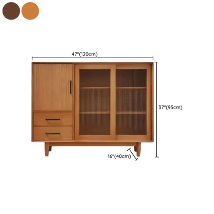 Modern Walnut Sideboard with Glass Doors and Storage  Image - 19