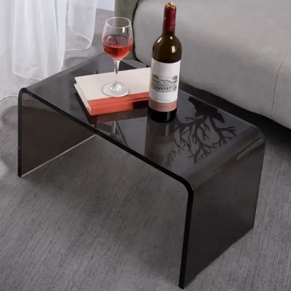 Black Small Acrylic C-Shaped Side Table for Living Room Image - 3