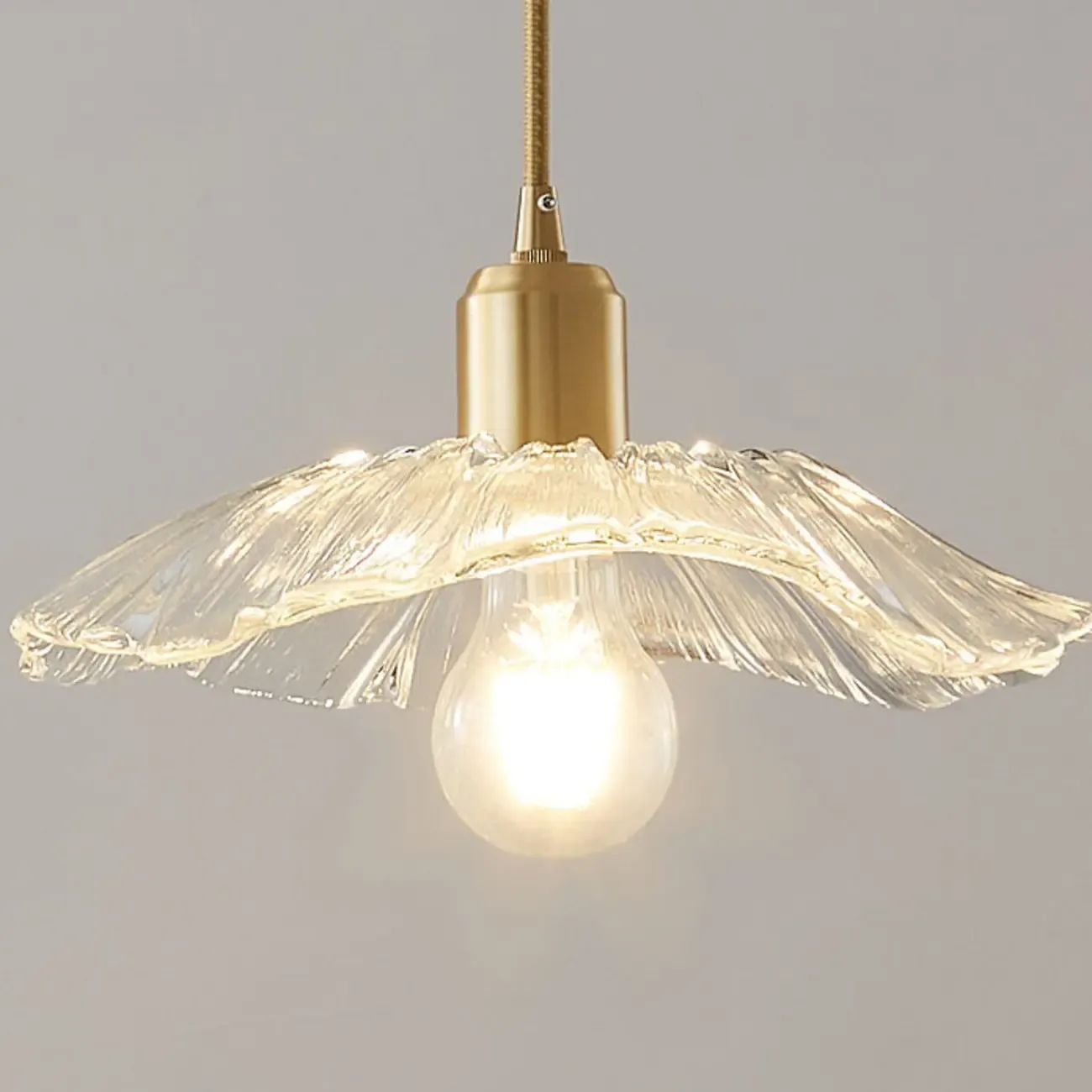 Modern Clear Glass Daisy Pendant Light with Golden Hardware Image - 6
