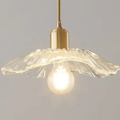 Modern Clear Glass Daisy Pendant Light with Golden Hardware Image - 6