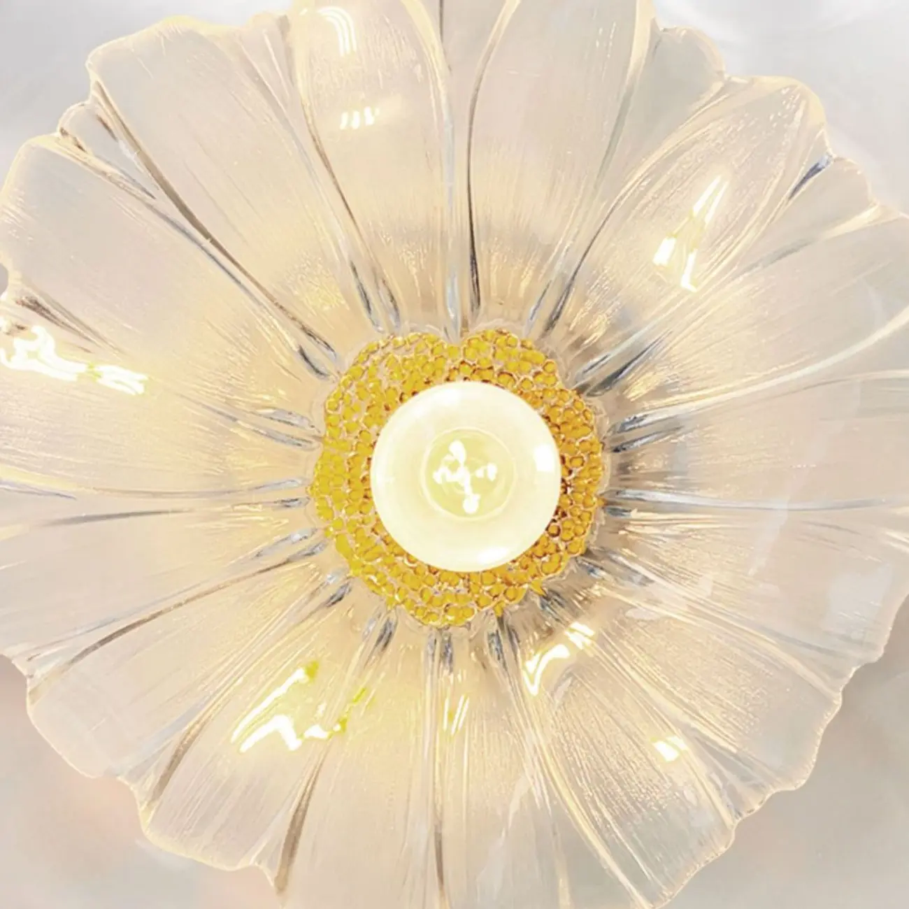 Modern Clear Glass Daisy Pendant Light with Golden Hardware Image - 7 | homeyfad