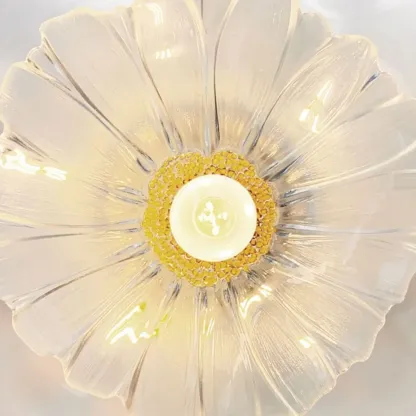 Modern Clear Glass Daisy Pendant Light with Golden Hardware Image - 7