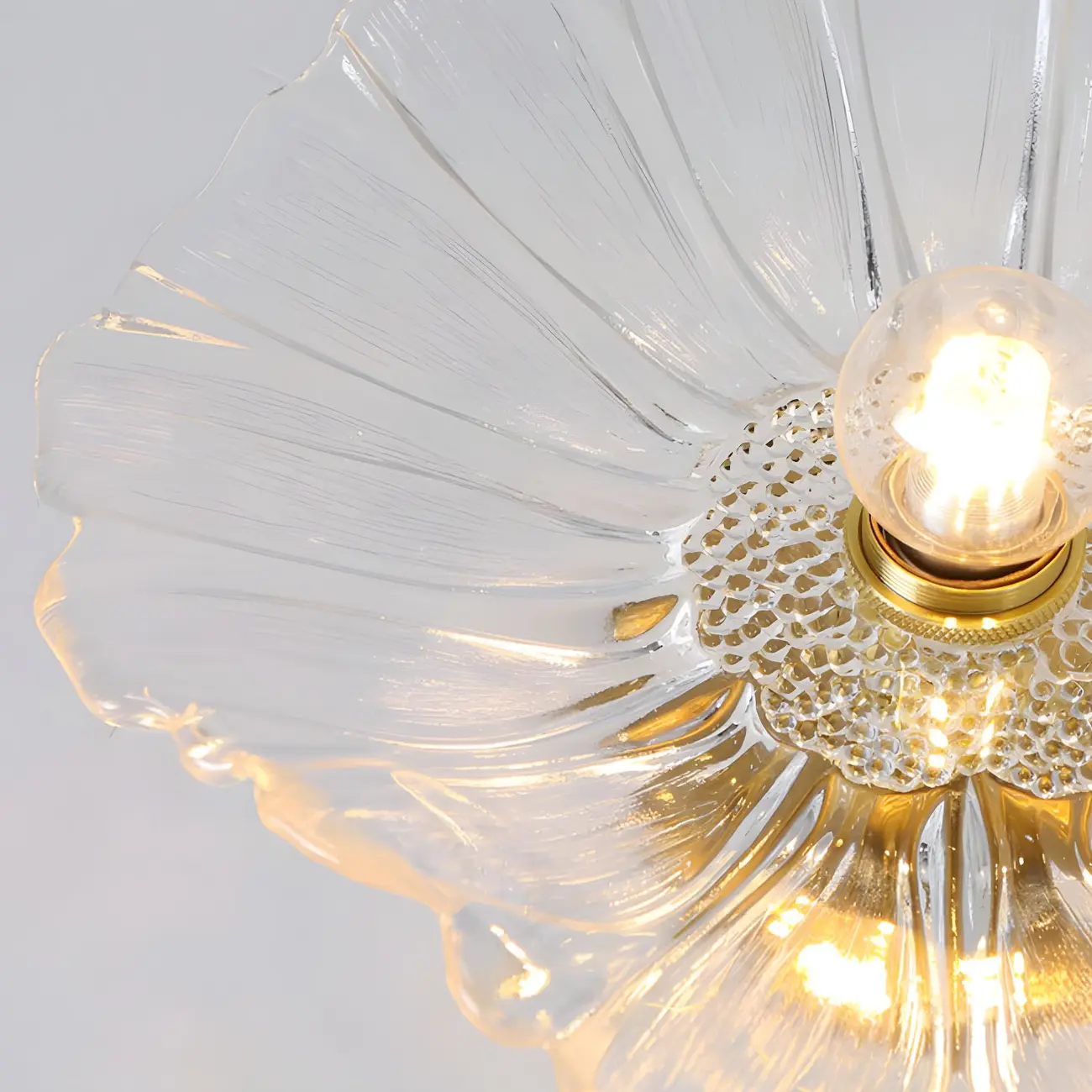 Modern Clear Glass Daisy Pendant Light with Golden Hardware Image - 8 | homeyfad