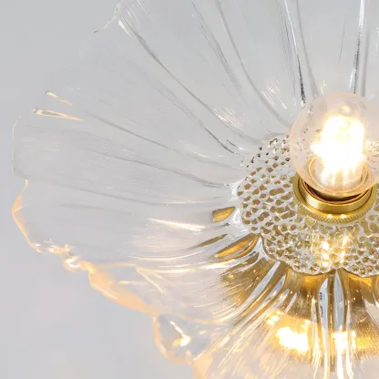 Modern Clear Glass Daisy Pendant Light with Golden Hardware Image - 8