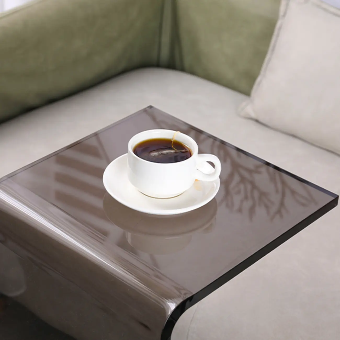 Black Small Acrylic C-Shaped Side Table for Living Room Image - 6 | homeyfad