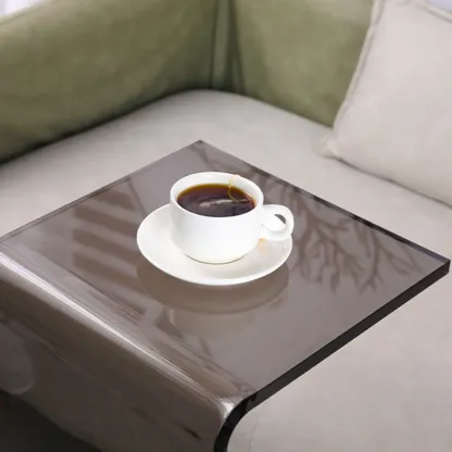 Black Small Acrylic C-Shaped Side Table for Living Room Image - 6