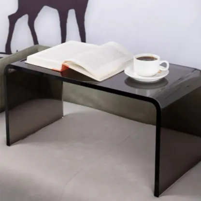 Black Small Acrylic C-Shaped Side Table for Living Room Image - 11