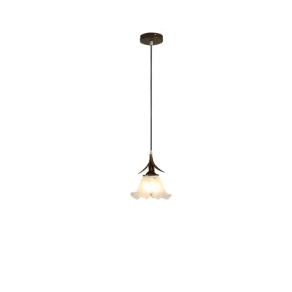 Modern White Glass Flower LED Bedside Pendant Lamp Image - 2