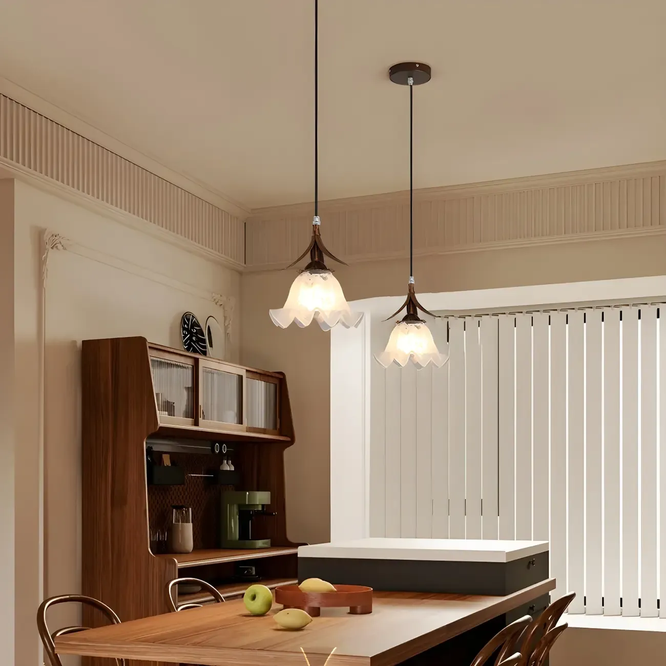 Modern White Glass Flower LED Bedside Pendant Lamp Image - 3