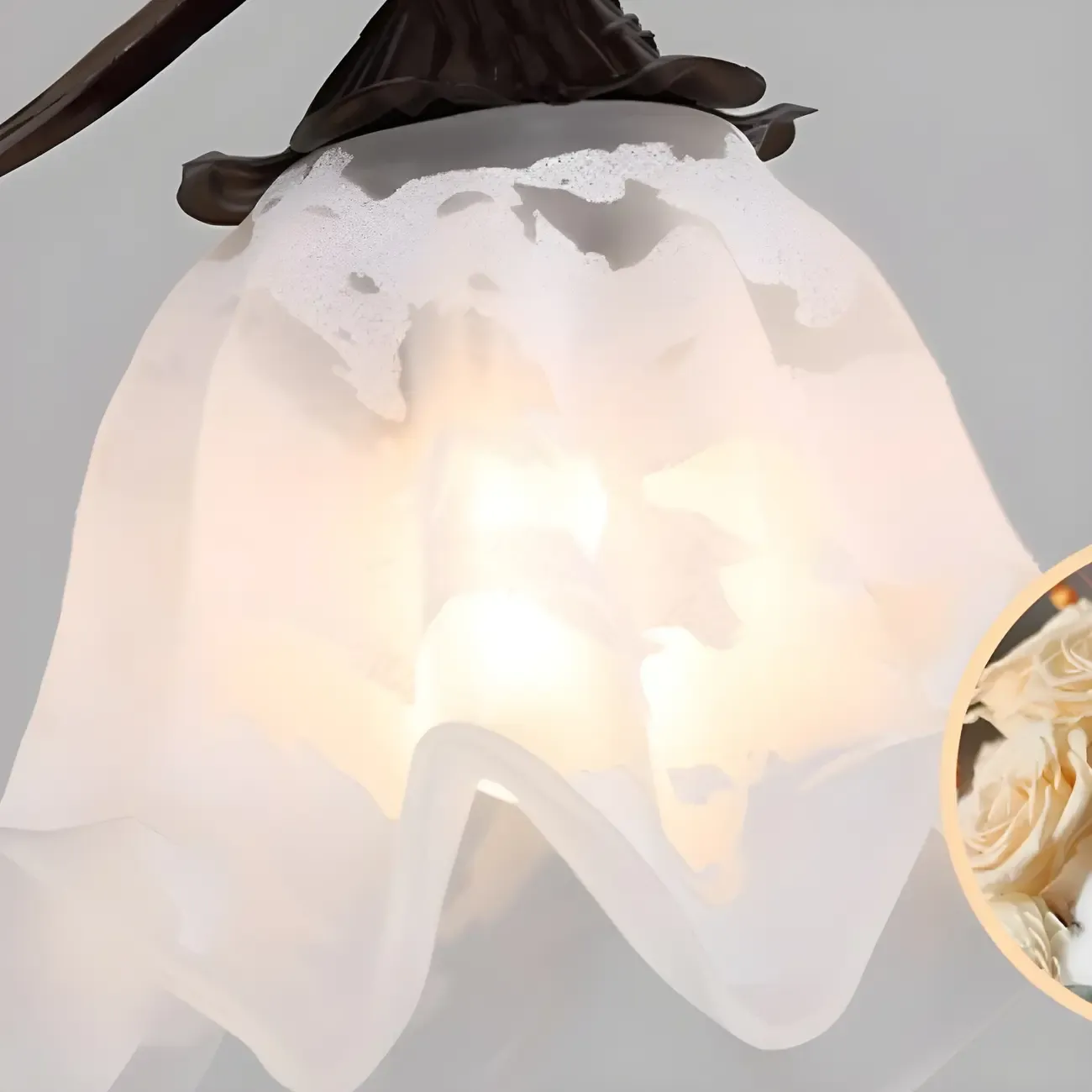 Modern White Glass Flower LED Bedside Pendant Lamp Image - 7