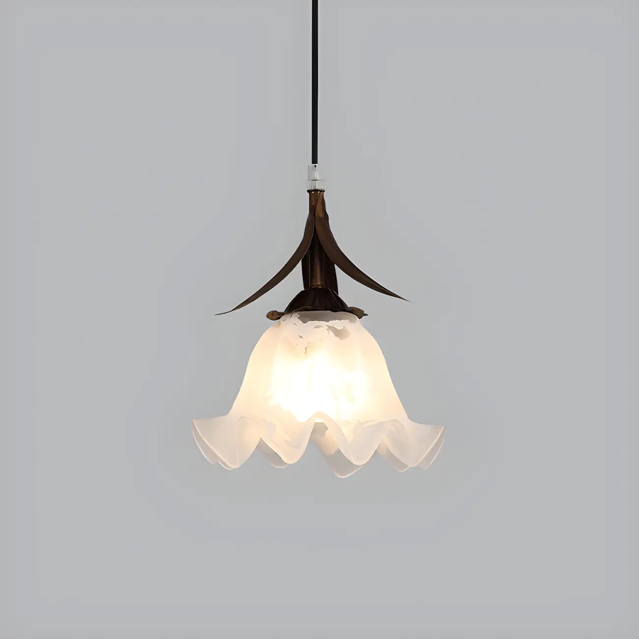 Modern White Glass Flower LED Bedside Pendant Lamp Image - 8 | homeyfad