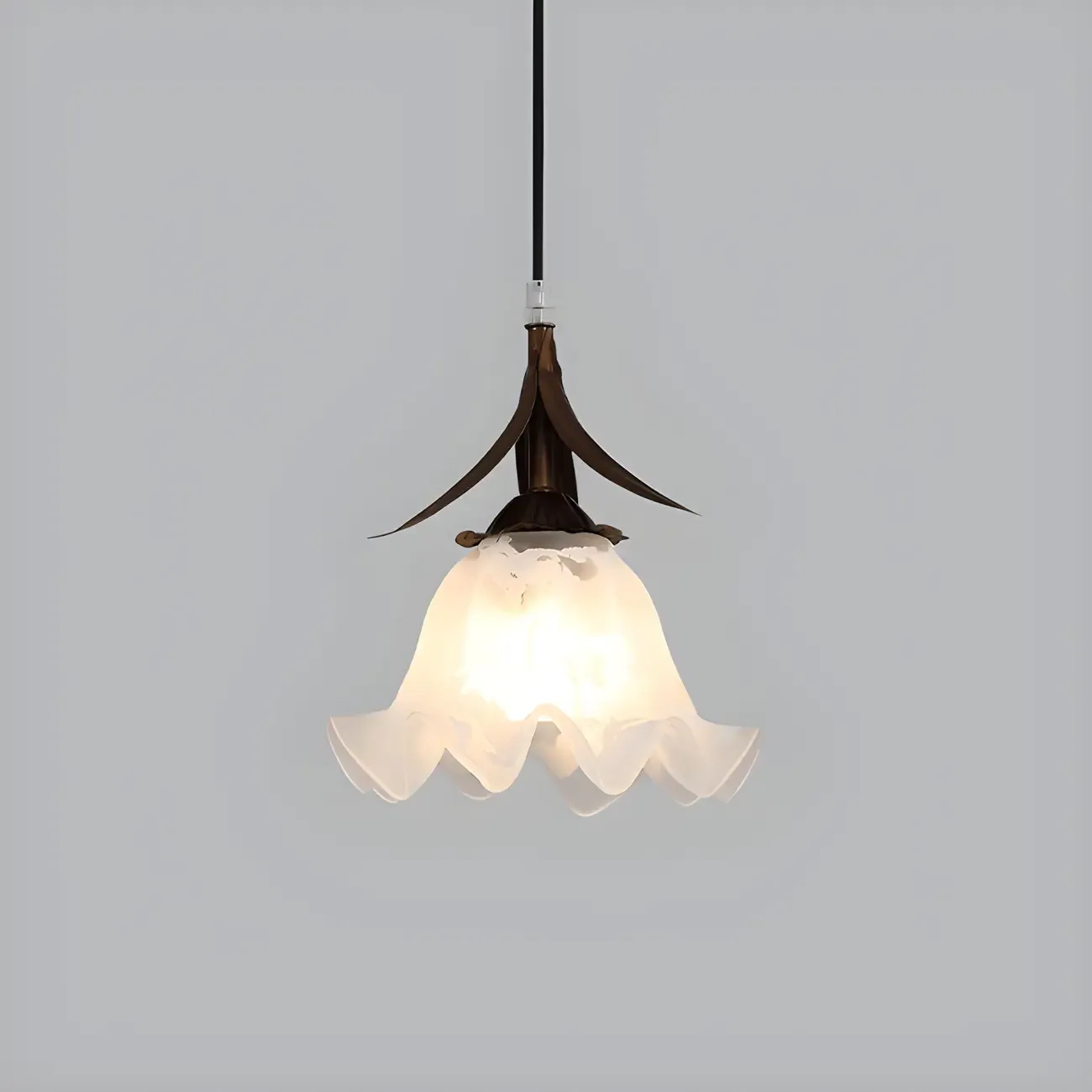 Modern White Glass Flower LED Bedside Pendant Lamp Image - 8