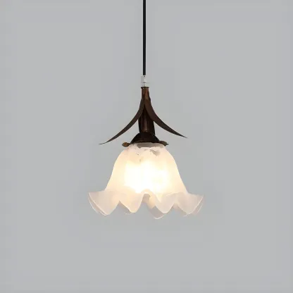 Modern White Glass Flower LED Bedside Pendant Lamp Image - 8