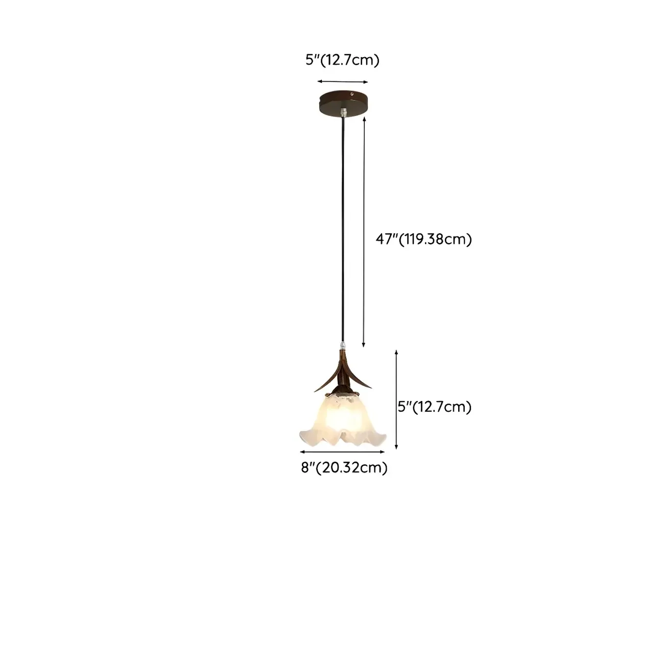 Modern White Glass Flower LED Bedside Pendant Lamp #size