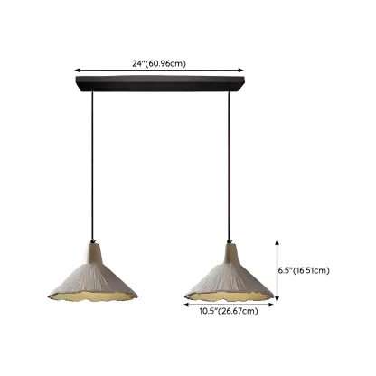 Gray Wood Pendant Lamp with Ginkgo Leaf Texture for Living Room Image - 11