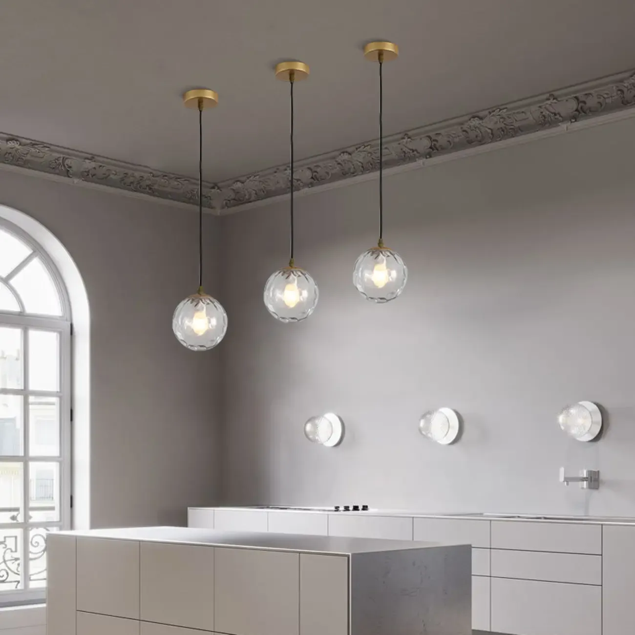 Nordic Irregular Globe Pendant Lamp in Clear Glass for Indoor Use Image - 1
