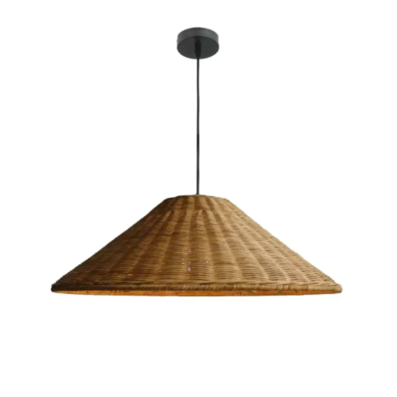 Southeast Asia Style Brown Rattan Cone Pendant Light for Natural Decor Image - 2