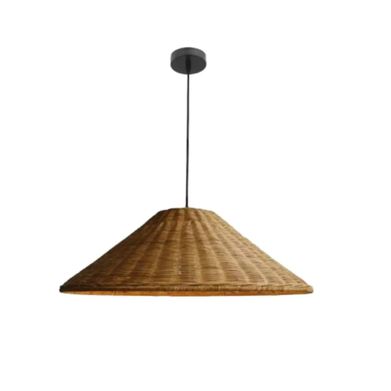 Southeast Asia Style Brown Rattan Cone Pendant Light for Natural Decor Image - 3