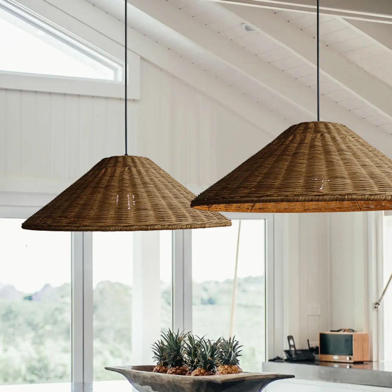 Southeast Asia Style Brown Rattan Cone Pendant Light for Natural Decor Image - 5 | homeyfad