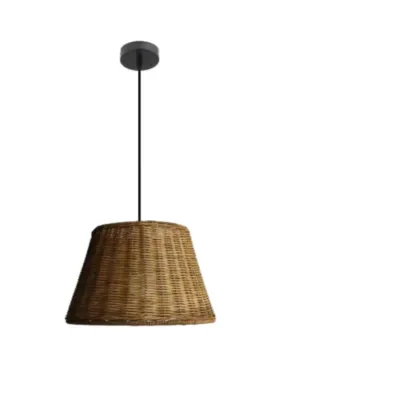 Southeast Asia Style Brown Rattan Cone Pendant Light for Natural Decor Image - 6