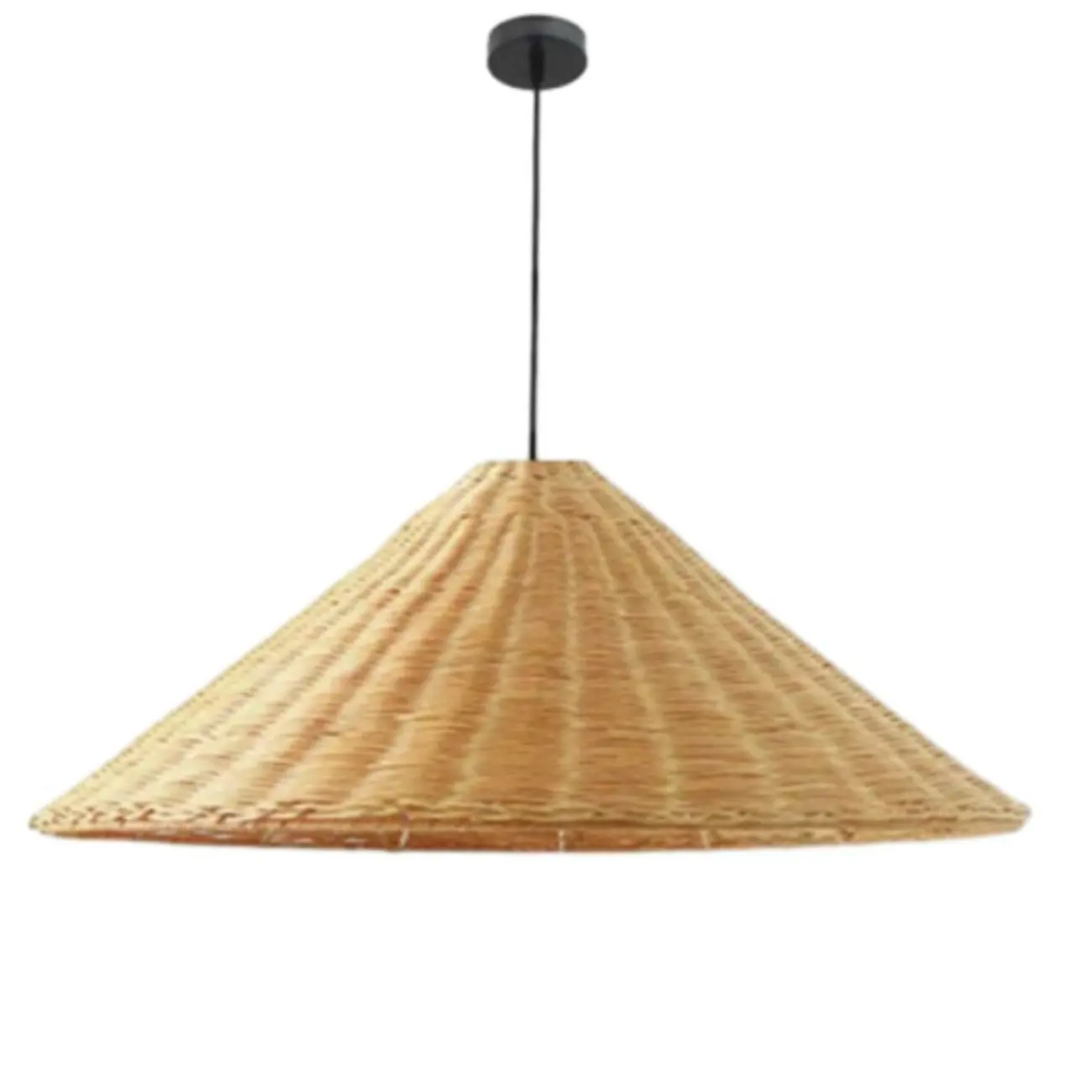 Southeast Asia Style Brown Rattan Cone Pendant Light for Natural Decor Image - 9 | homeyfad