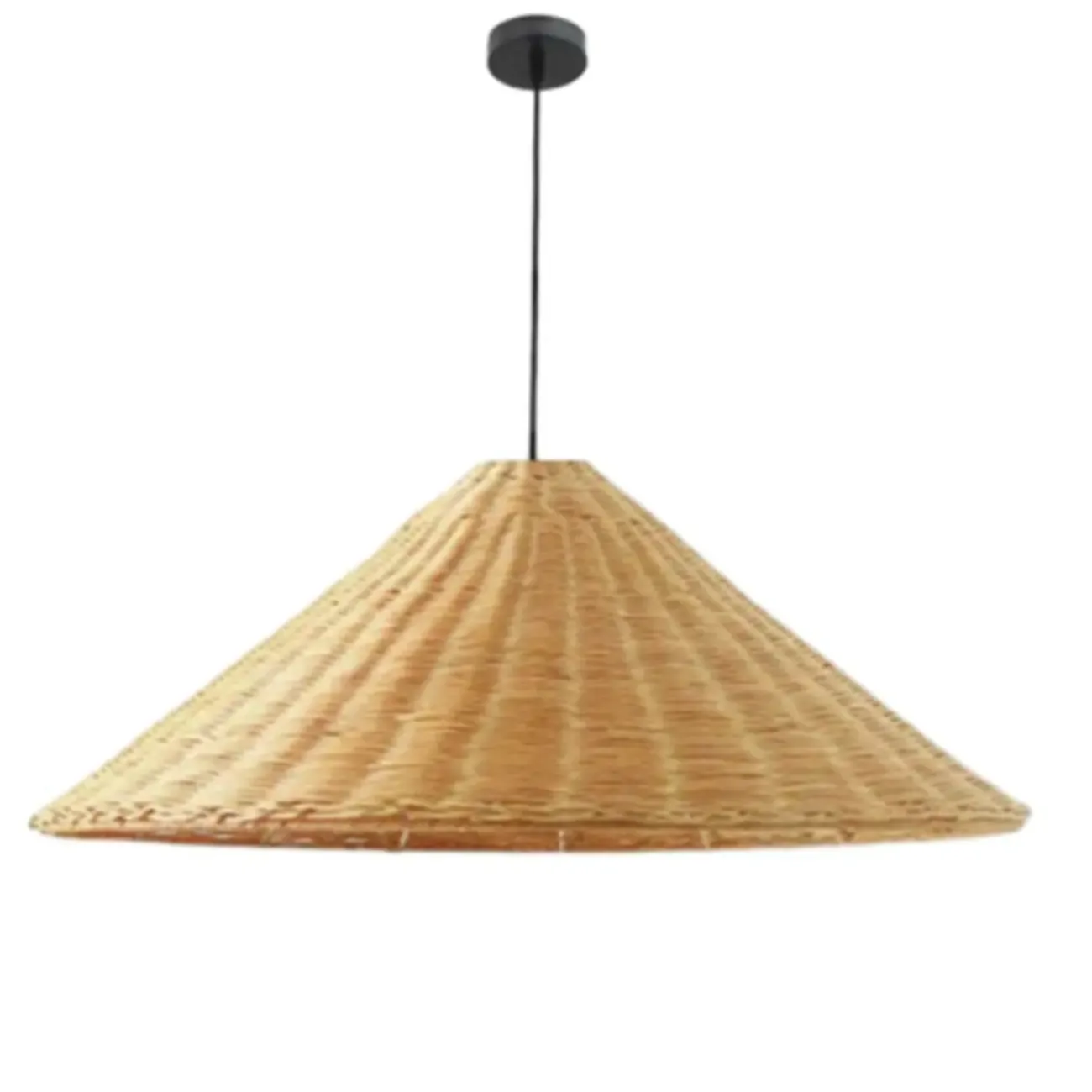Southeast Asia Style Brown Rattan Cone Pendant Light for Natural Decor Image - 9