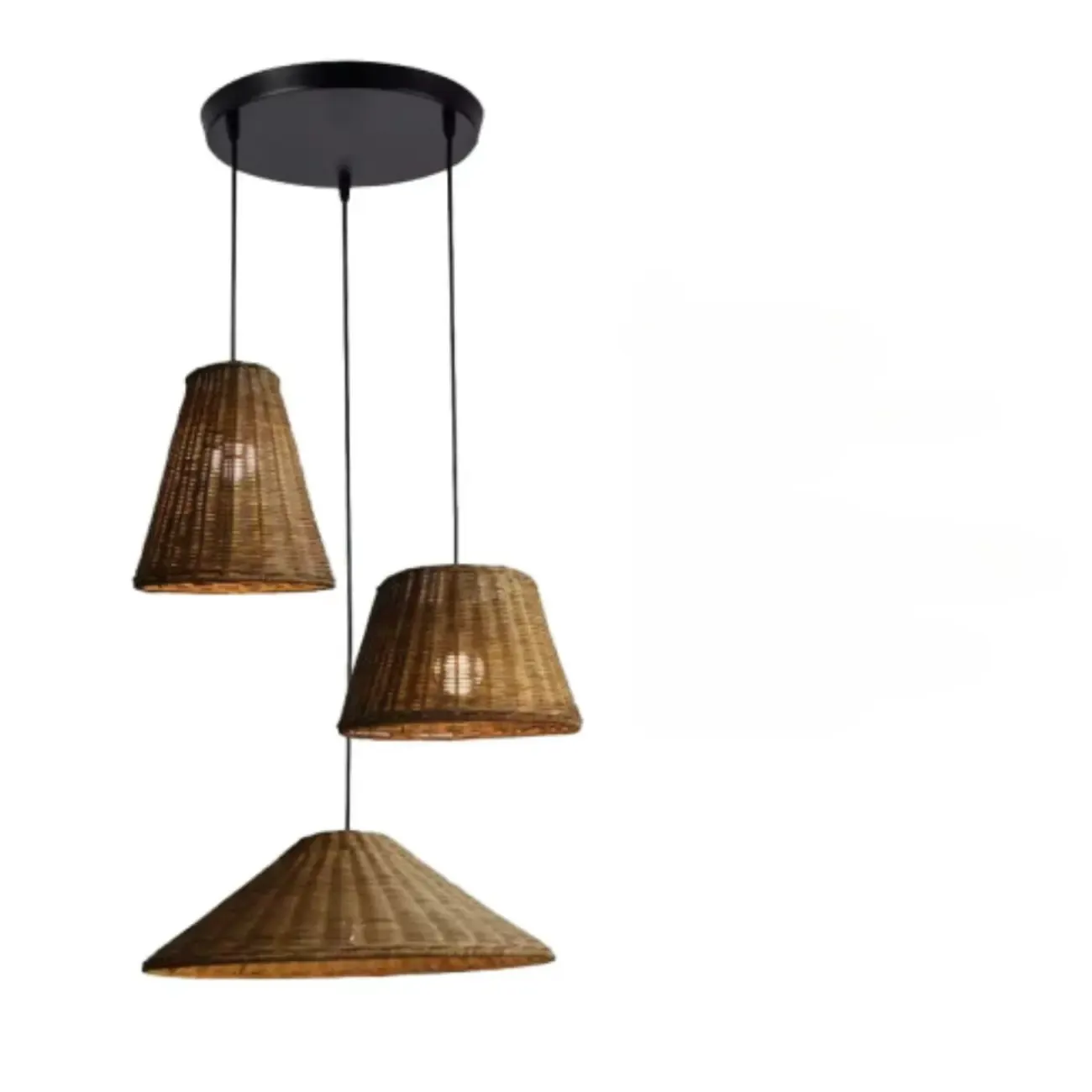 Southeast Asia Style Brown Rattan Cone Pendant Light for Natural Decor Image - 11