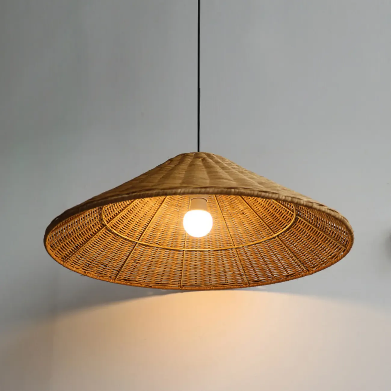 Southeast Asia Style Brown Rattan Cone Pendant Light for Natural Decor Image - 12