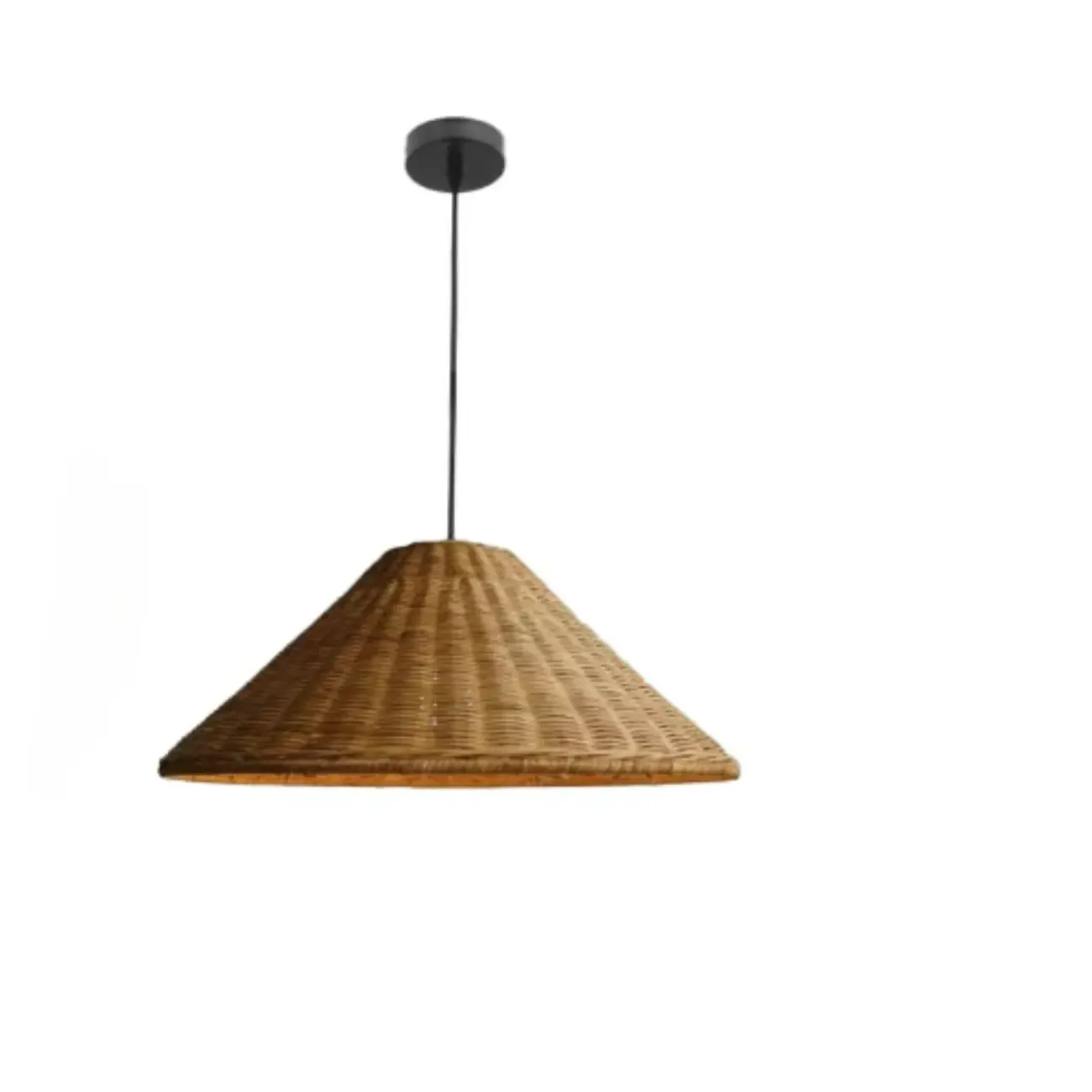 Southeast Asia Style Brown Rattan Cone Pendant Light for Natural Decor Image - 13