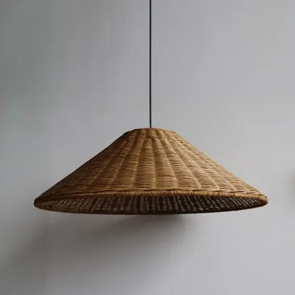 Southeast Asia Style Brown Rattan Cone Pendant Light for Natural Decor Image - 16