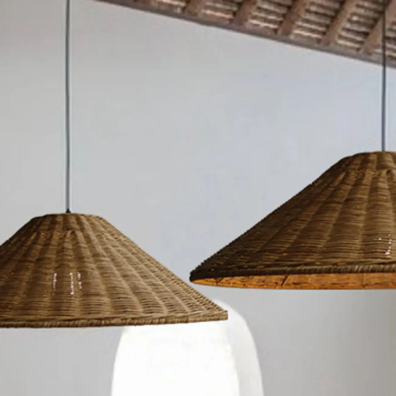Southeast Asia Style Brown Rattan Cone Pendant Light for Natural Decor Image - 17