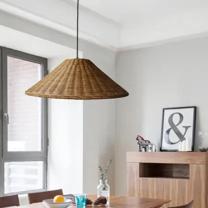 Southeast Asia Style Brown Rattan Cone Pendant Light for Natural Decor Image - 19