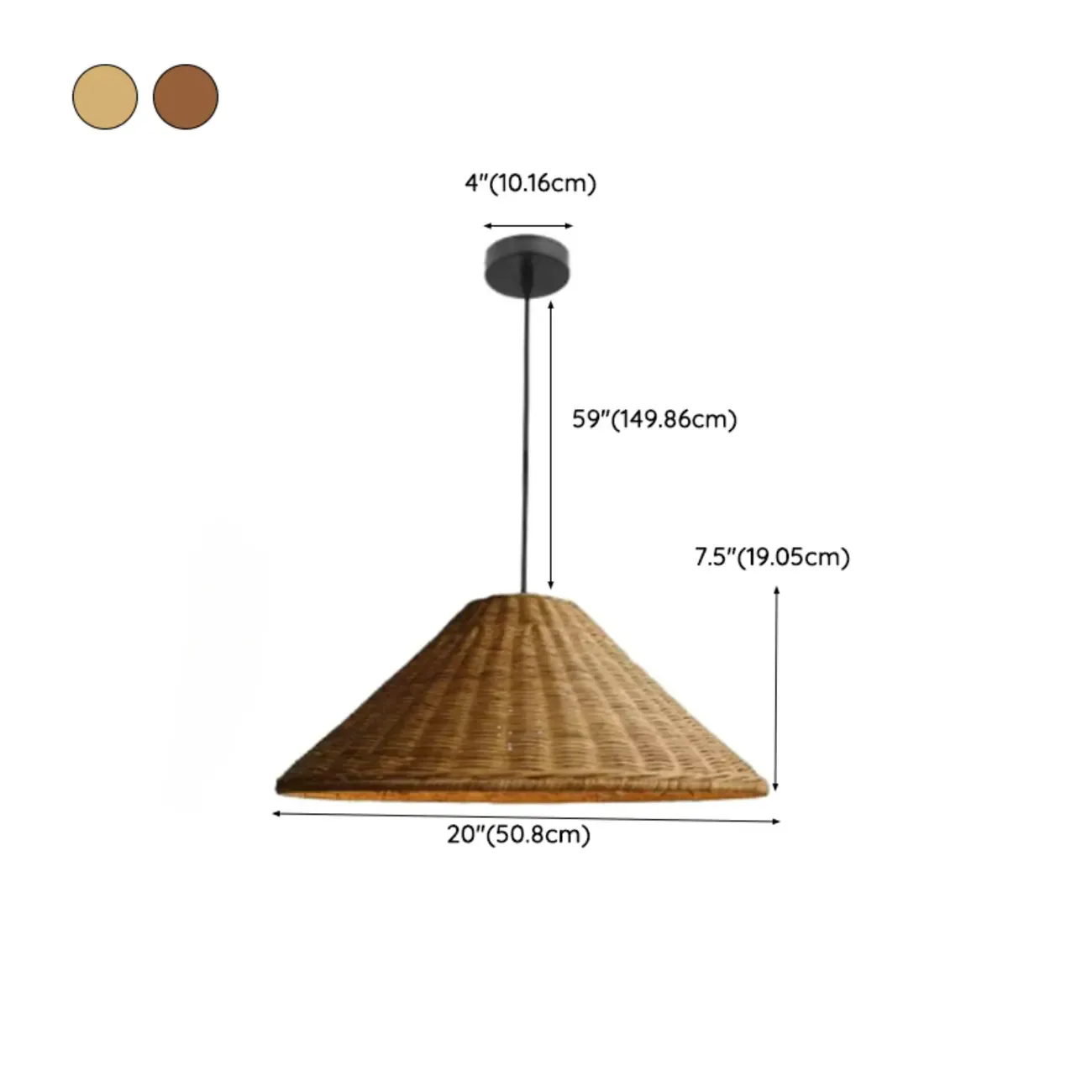 Southeast Asia Style Brown Rattan Cone Pendant Light for Natural Decor Image - 21